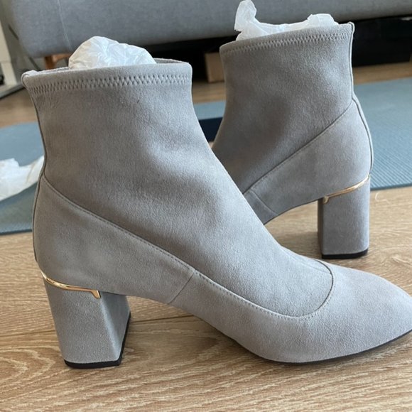 Cole Haan Shoes - NEW Cole Haan Womens Laree Stretch Suede Booties Size 8B Gray Ankle Heeled Boots